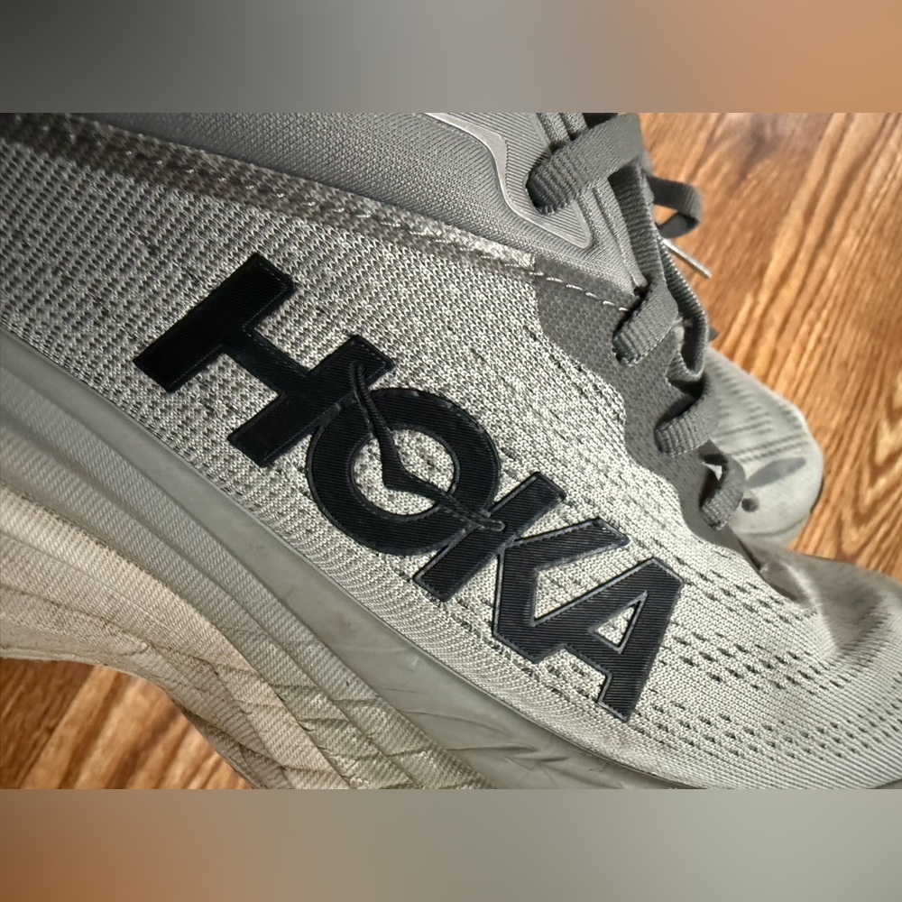 Hoka One Men's Bondi 8 Running Shoes in Sharkskin/Harbor Mist Size 10D